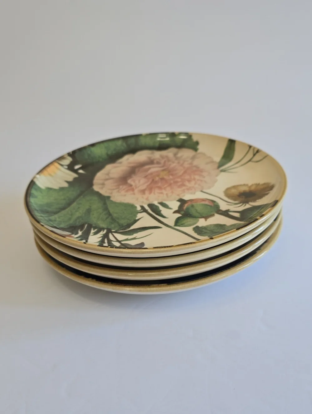 Pier 1 Set Of 4 Moody Blooms Floral Salad Plates Handpainted Ceramic Portugal